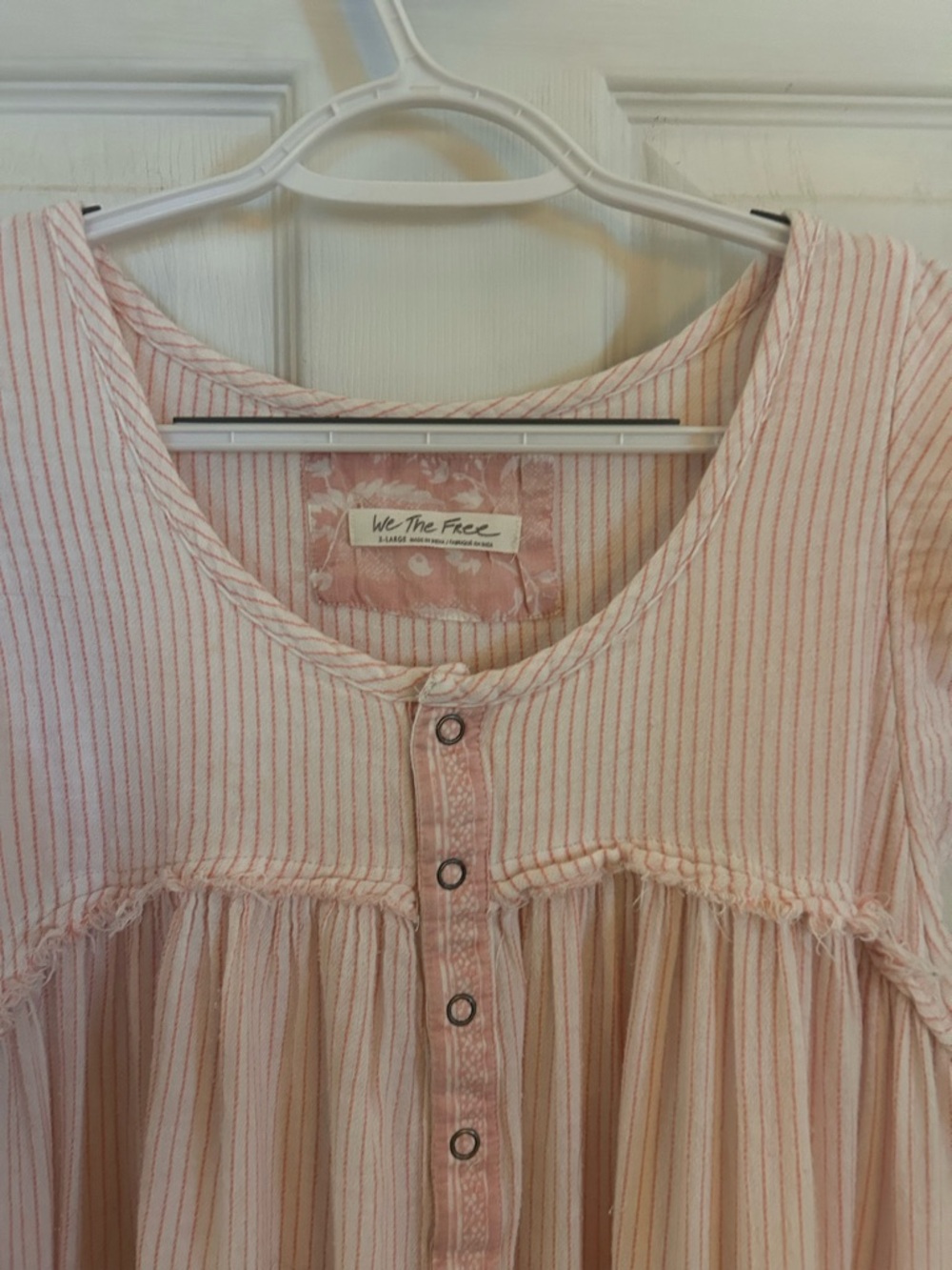We The Free Blush Pink Striped Button-Front Peasant Tunic/Mini Dress